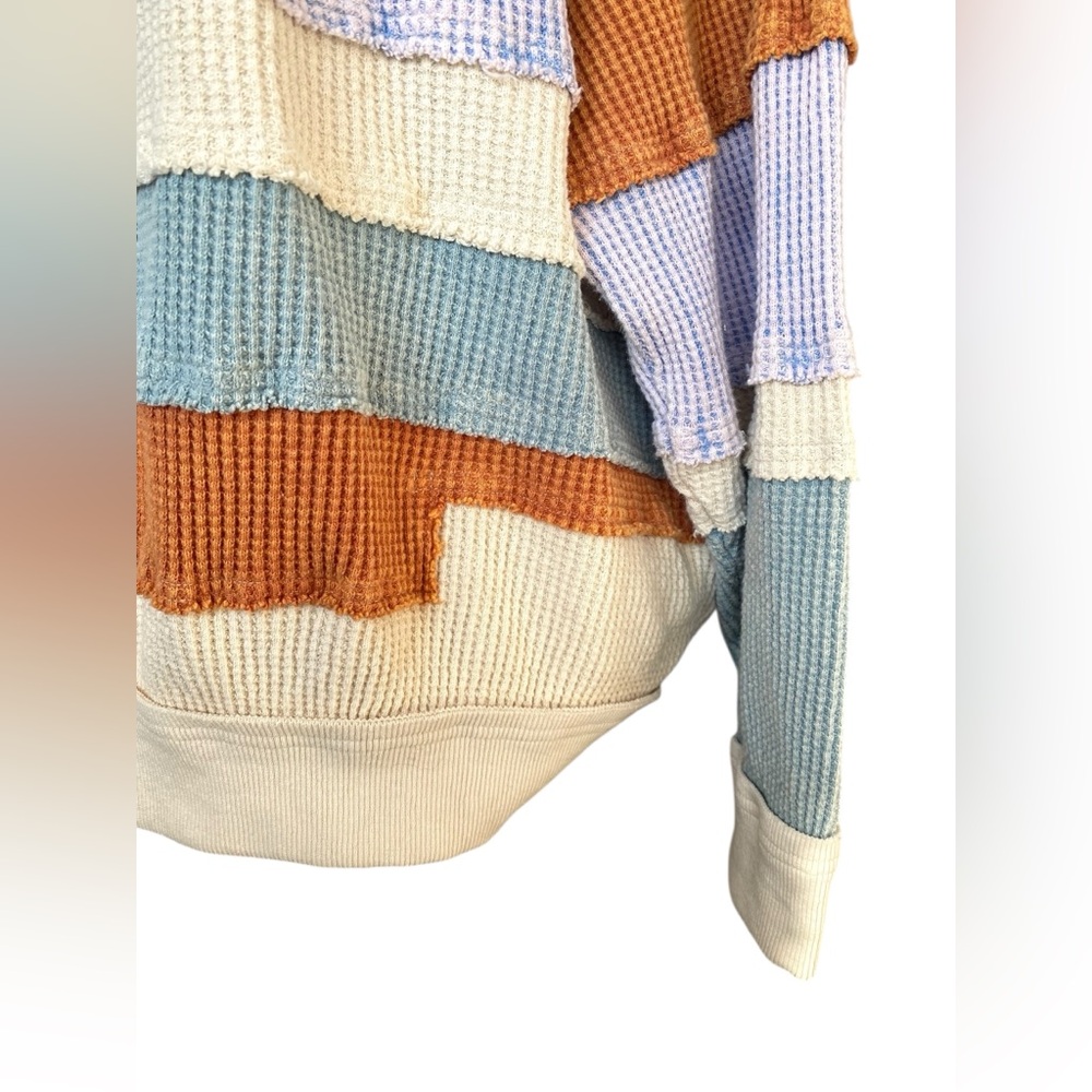 Oli&Hali Washed Color Block Pullover Thermal  Half Zip Oversized Small JT0560 - Picture 6 of 11